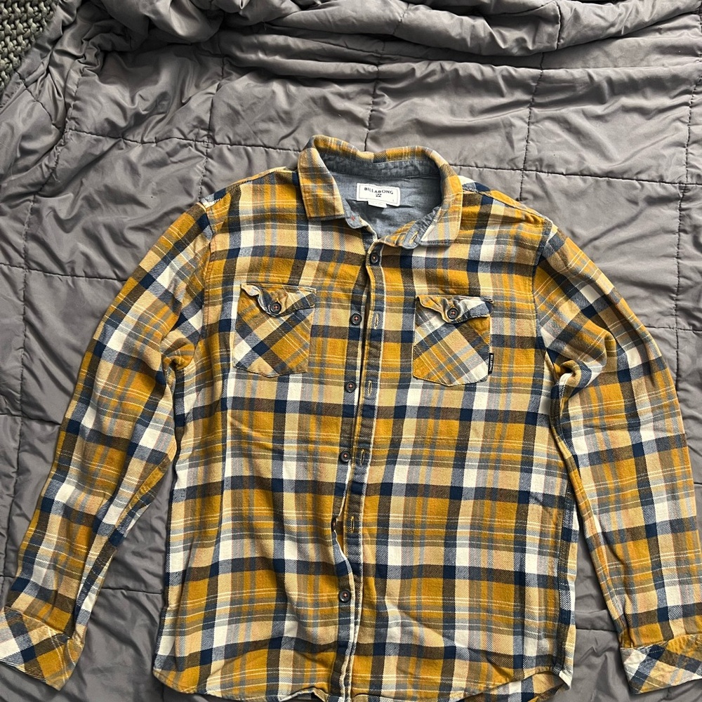 Men’s Billabong Gold and Blue Flannel